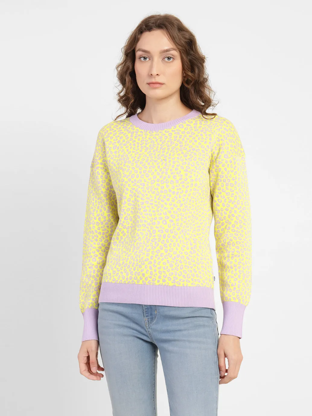 Women's Printed Crew Neck Sweater Thermoregulating Technology