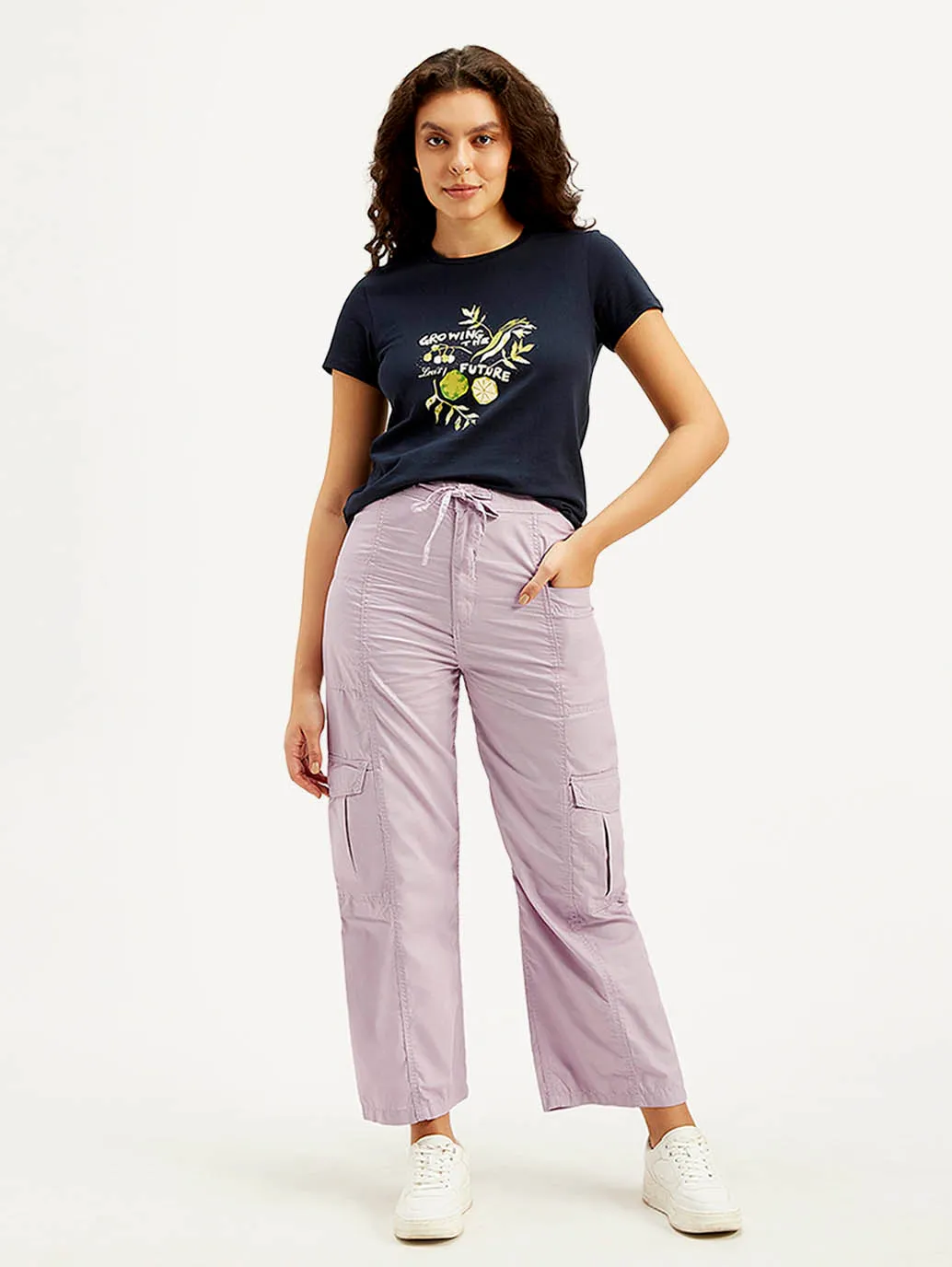 Daily Musthave Women's Purple Loose Fit High Rise Jeans