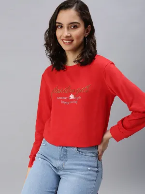 product hat style statement Women's Red Printed Sweatshirt