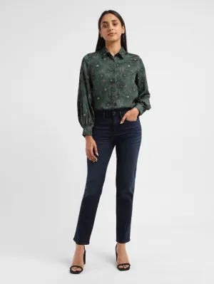 Women's Redloop 724 Blue Straight Fit High Rise Jeans Reinforced Stitching Minimalist Daily Wear Loose