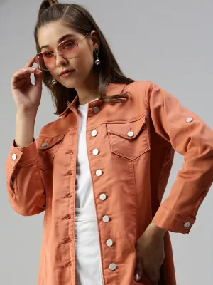 Durable Color Retention Women's Rust Cotton Tailored Jacket