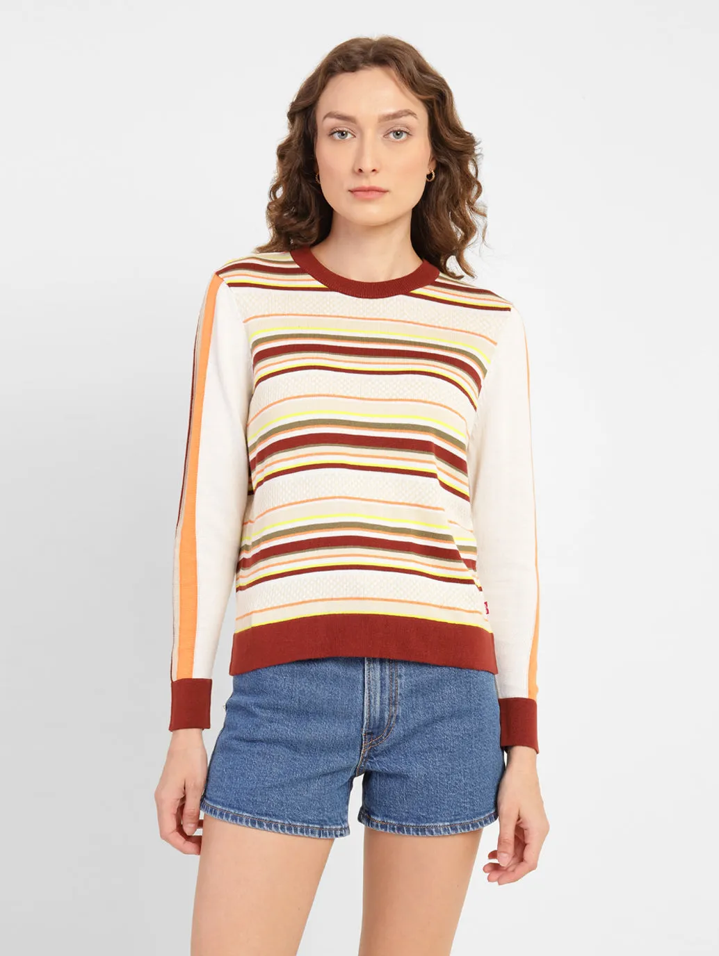 Women's Striped Round Neck Sweater Bold Simplicity