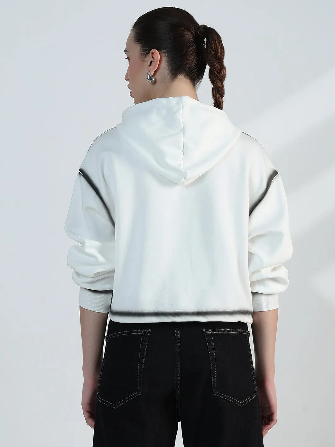 Chic Comfort Women's White Oversized Hooded Sweatshirt