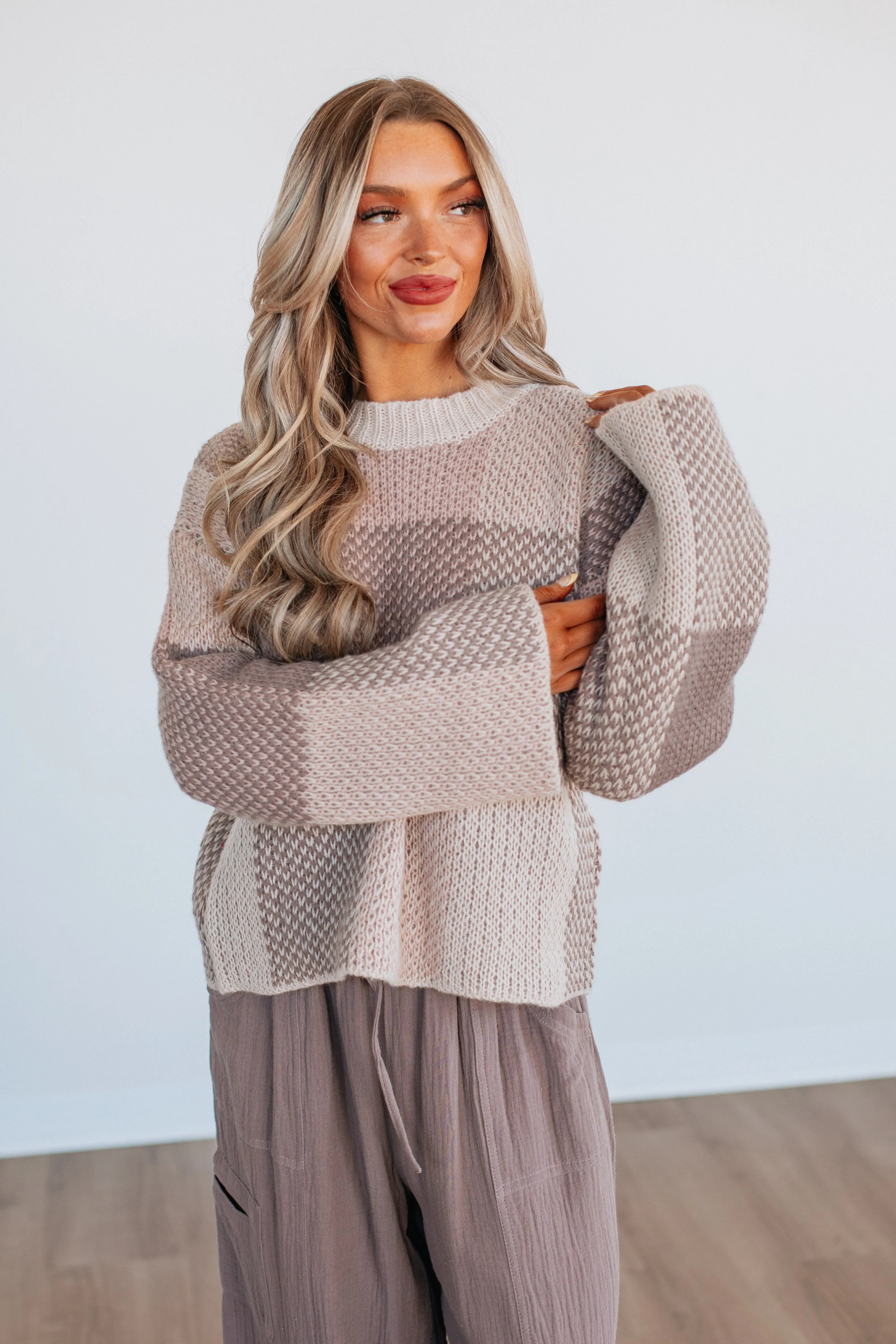 MultiDirectional Flexibility WaterRepellent Finish Amabel Checkered Sweater