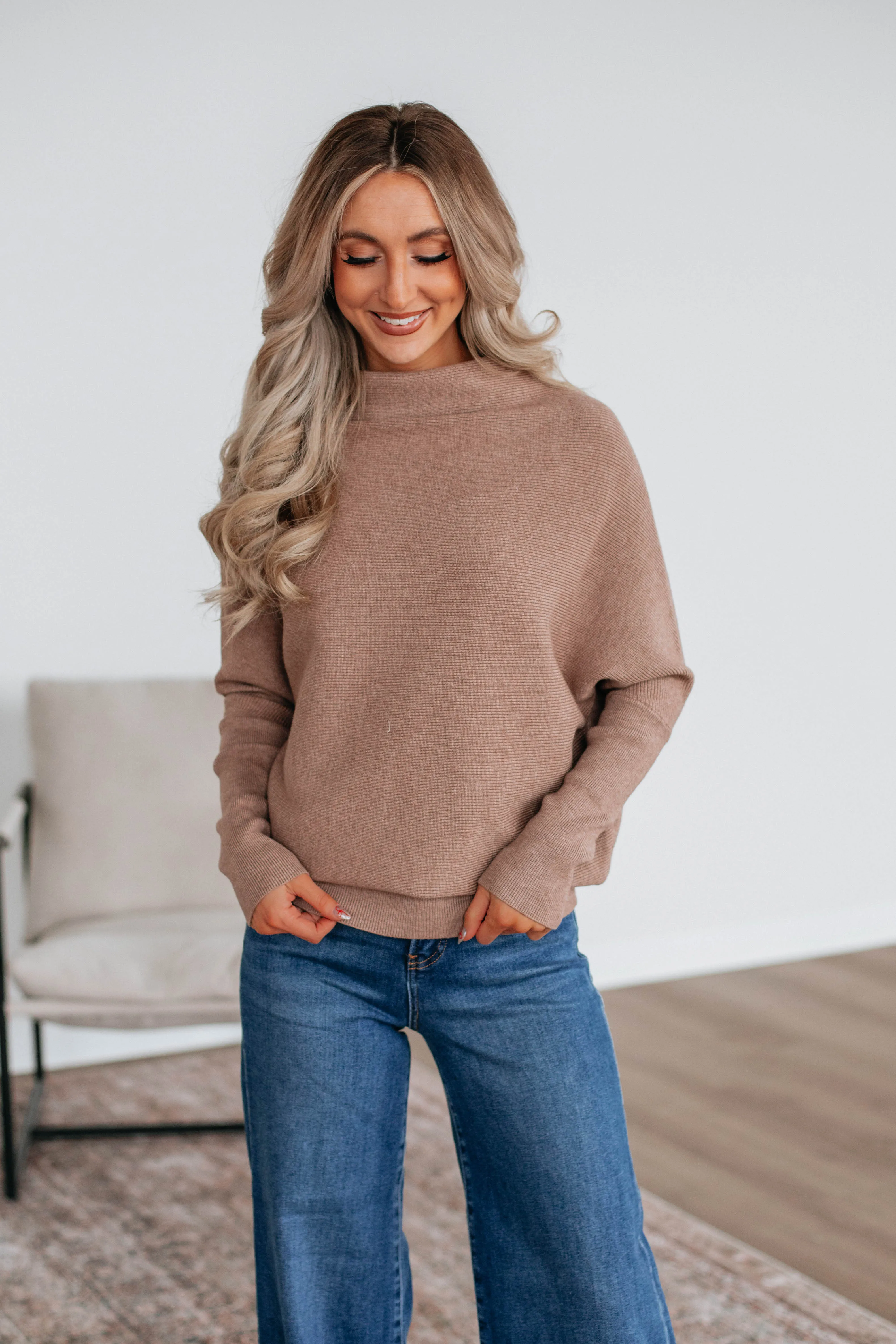 Breezy Day Ready To Go Gretchen Dolman Sweater - Latte