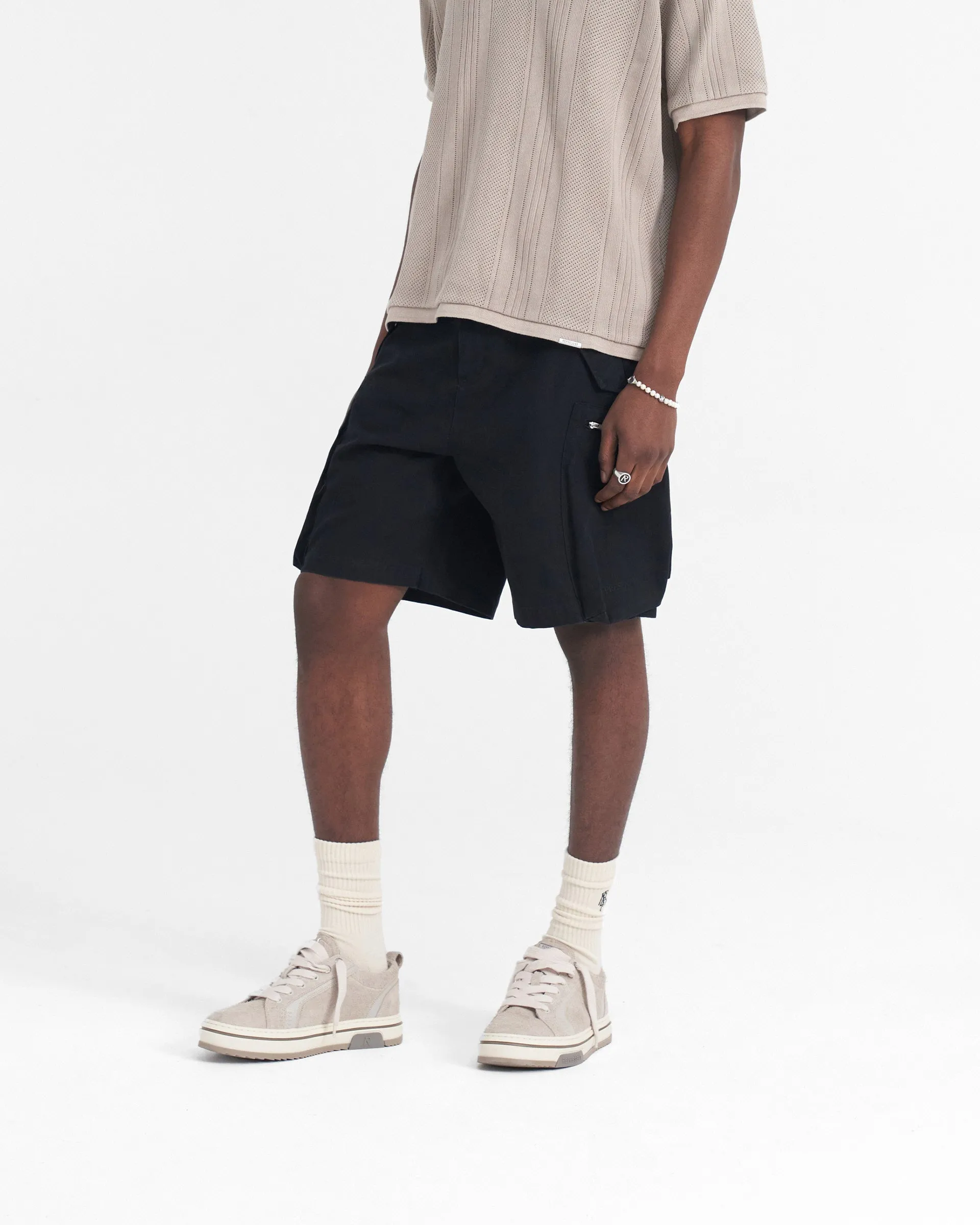 Workshop Short - Black Soft Texture button fly