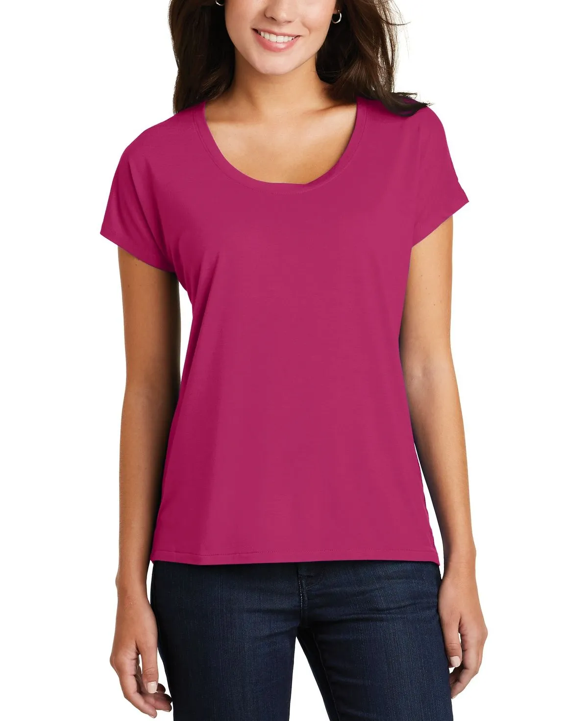 teenagers' JustBlanks Women's Drapey Dolman Short Sleeve Scoop Neck Tee