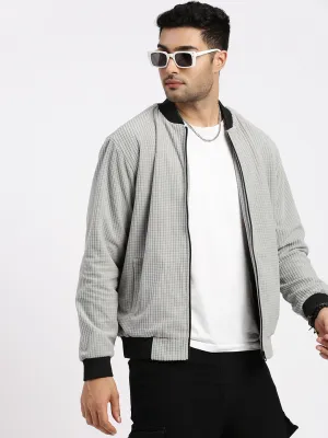 Smart Design Anytime Outer Fit Men's Grey Solid Bomber Casual Jacket