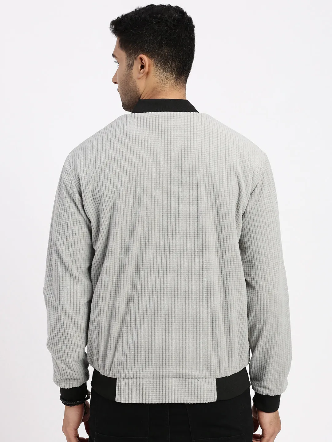 Teflon Finish Men's Grey Solid Bomber Casual Jacket