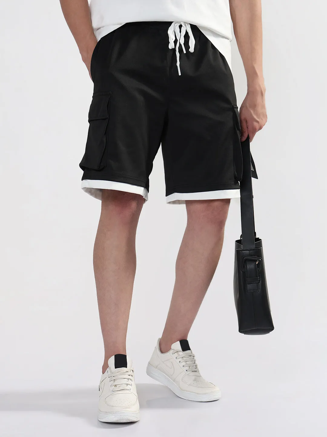 Men's Black Athleisure Relaxed Fit Shorts Comfy Style