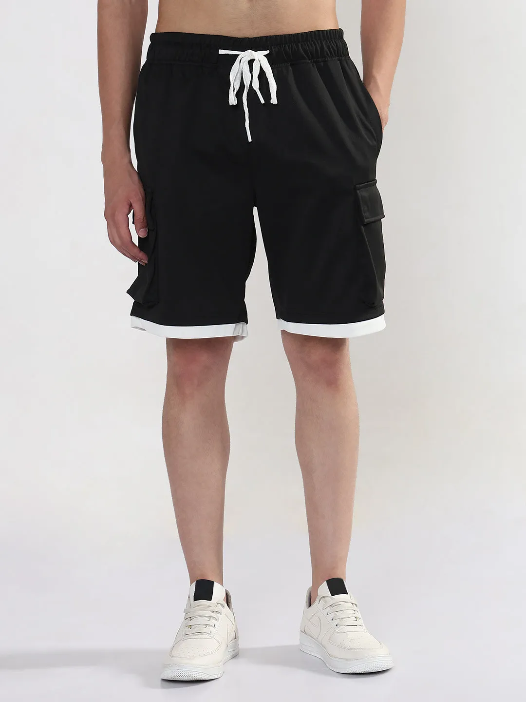 Men's Black Athleisure Relaxed Fit Shorts Warm Mood Odor Resistant Coating