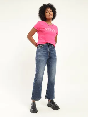 Women's Blue Bootcut Fit High Rise Jeans Tailored Design Morning Stroll Music Event Office Wear